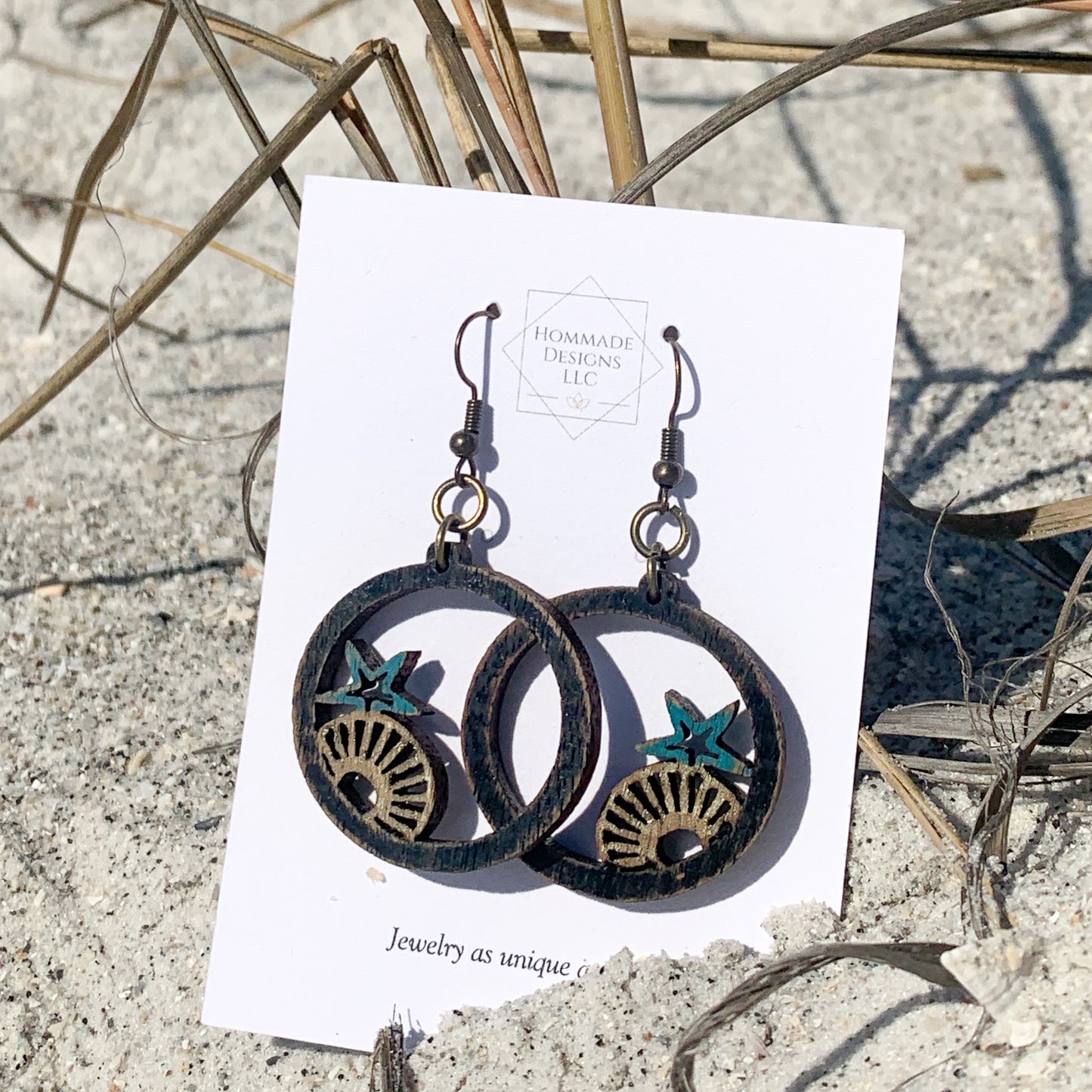 Laser cut wooden Beach Earrings