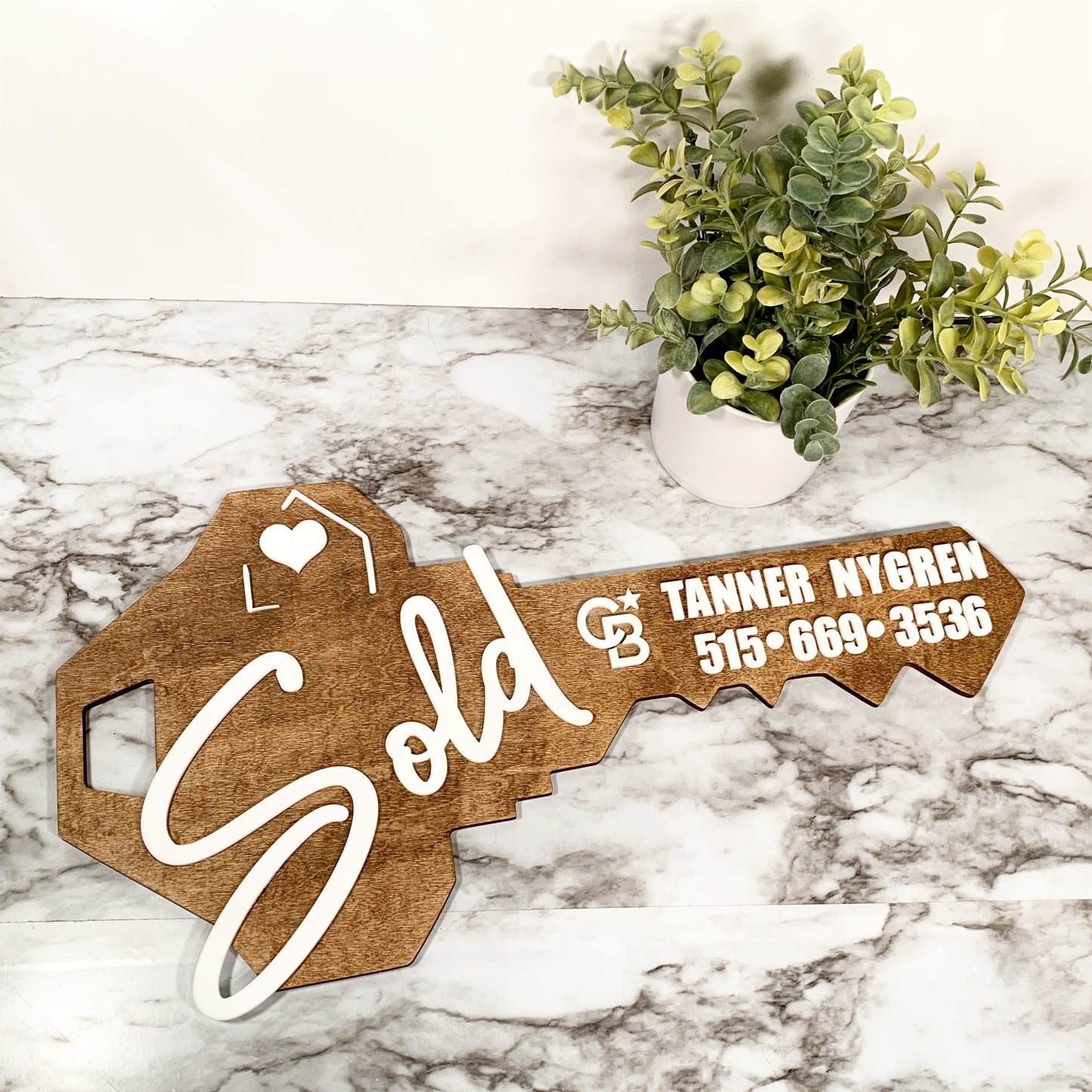 Personalized Sold Key Sign with Logo - for Realtors, Brokers, Home Builders, Mortgage Companies , ect...