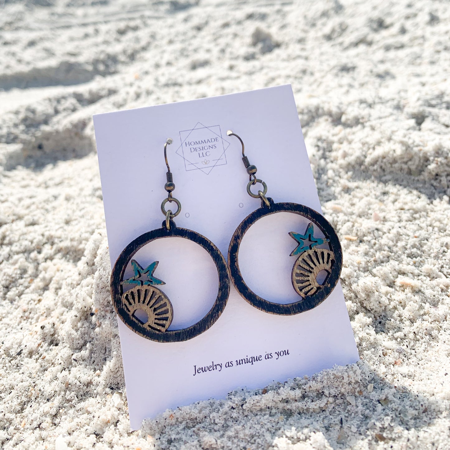 Laser cut wooden Beach Earrings