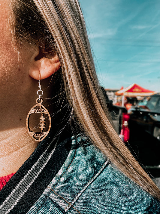 Football earrings / customizable / wooden earrings / dangle Earrings / Jewelry / gifts