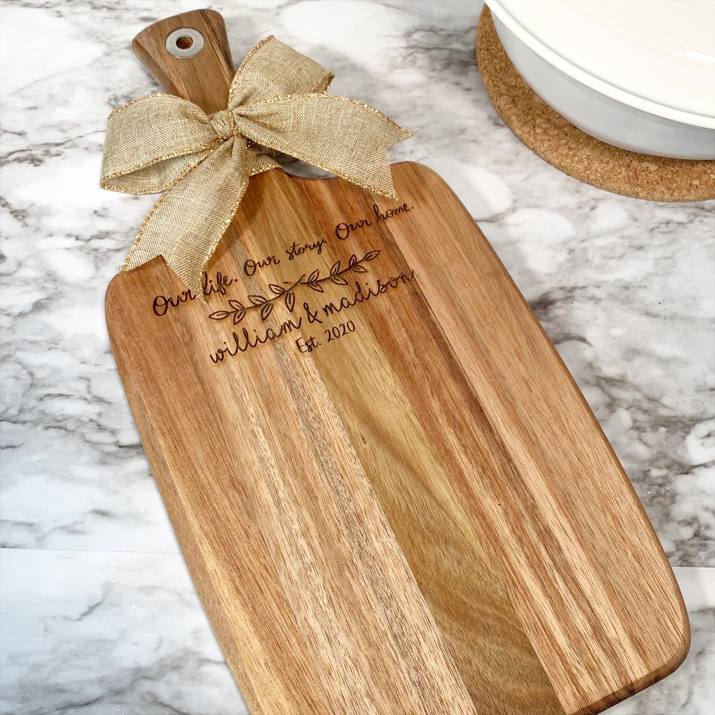 charcuterie board / Serving Board with handle / Personalized Cheese Board