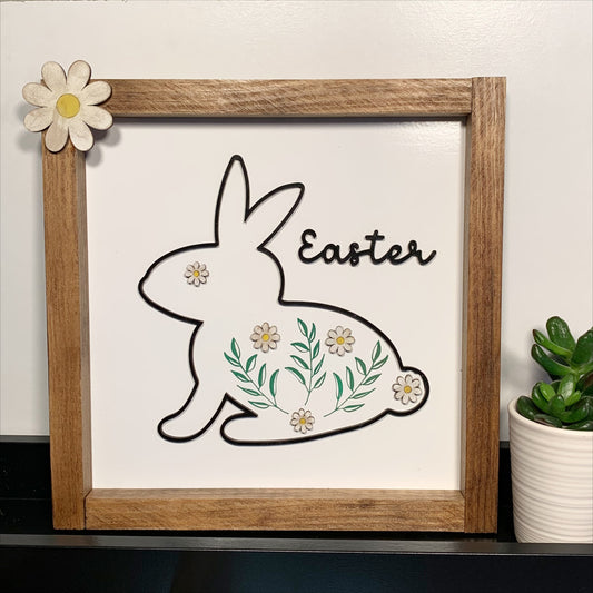 Easter bunny sign| bunny sign | Easter Decor | Laser engraved decor | 3d Bunny design | Spring Decor | Rabbit |