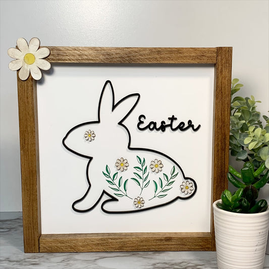 Easter bunny sign| bunny sign | Easter Decor | Laser engraved decor | 3d Bunny design | Spring Decor | Rabbit |