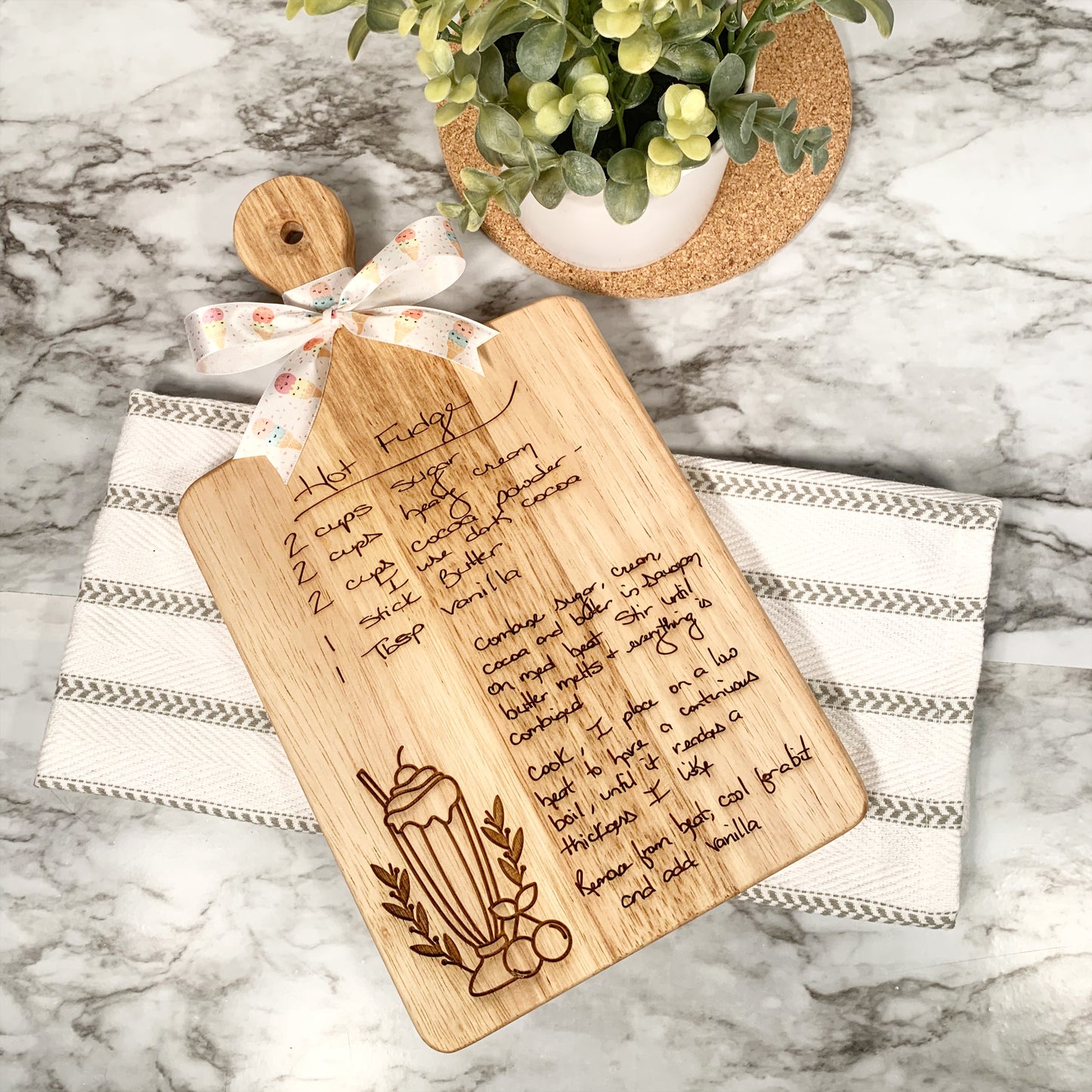 Hand written recipe cutting board