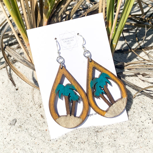 Laser cut wooden Beach Earrings